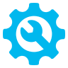 Icon eines Zahnrads, indem sich ein Schraubenschlüssel befindet